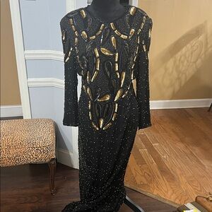 Elegant Black and Gold Women's Dress